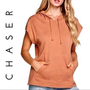 Chaser Terry Sunkissed Sleeveless Cotton/Linen Blend Pullover Hoodie NWT Sz M, L
